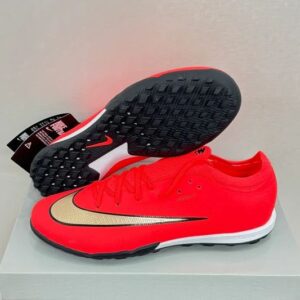 Chuteira Society Nike Mercurial Vapor 17 Elite TF Vermelha e Dourada - Break em Pack